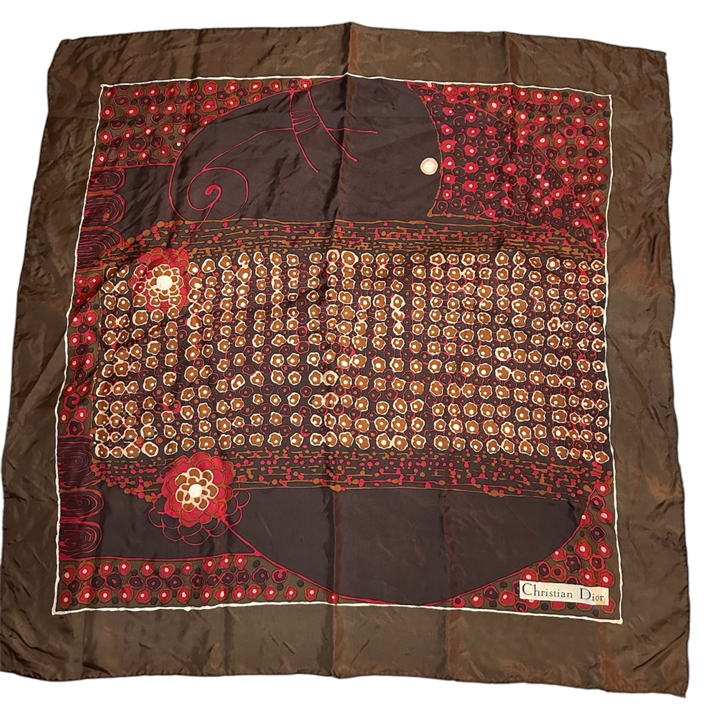 Rare Christian Dior Silk Scarf 1970s Vintage